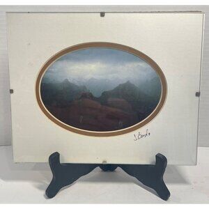Vintage Oval unique Landscape Art Print of The Grand Cannon In Glass Frame with